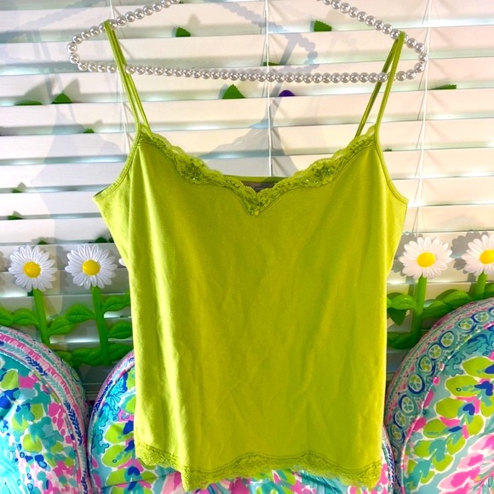 Croft & Barrow pistachio green lace cami with shelf bra